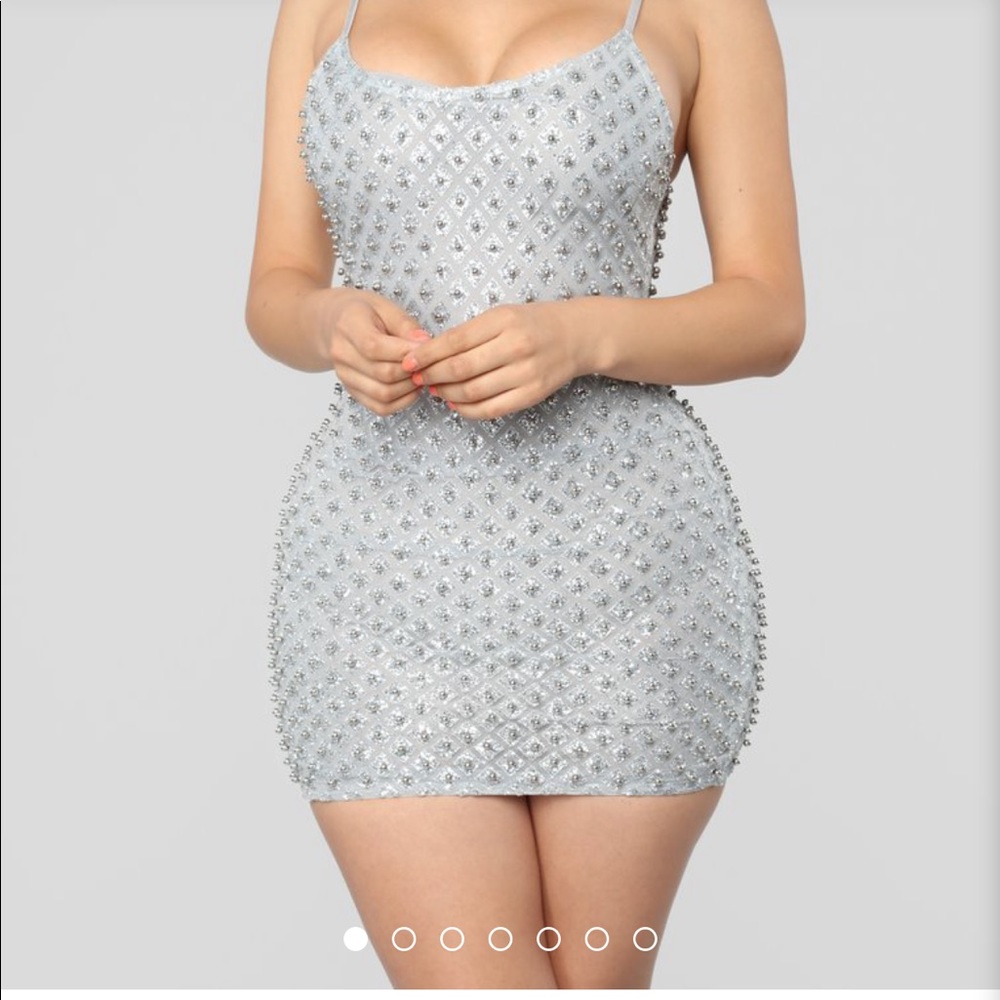 Silver sparkly glitter mini dress